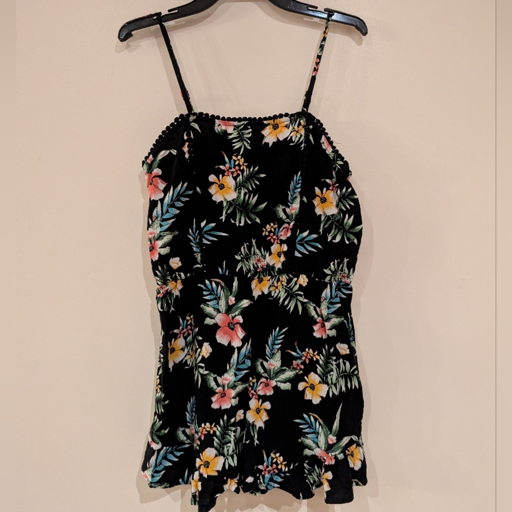 Art Class Black Floral Romper